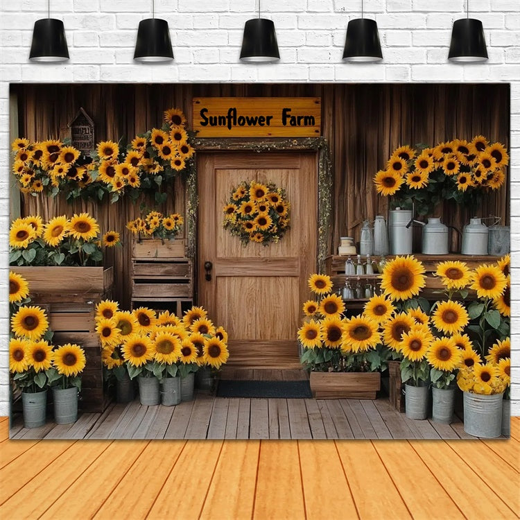 Sunflower Backdrop Cozy Rustic Sunflower House Summer Backdrop UK GTY3-409