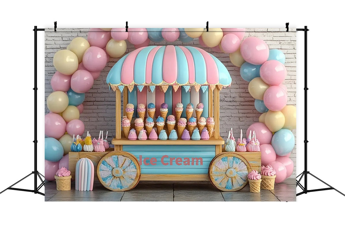 Summer Photo Backdrop Candy Cart Ice Cream Backdrop UK GTY3-411
