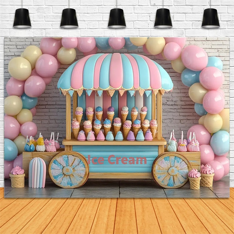 Summer Photo Backdrop Candy Cart Ice Cream Backdrop UK GTY3-411
