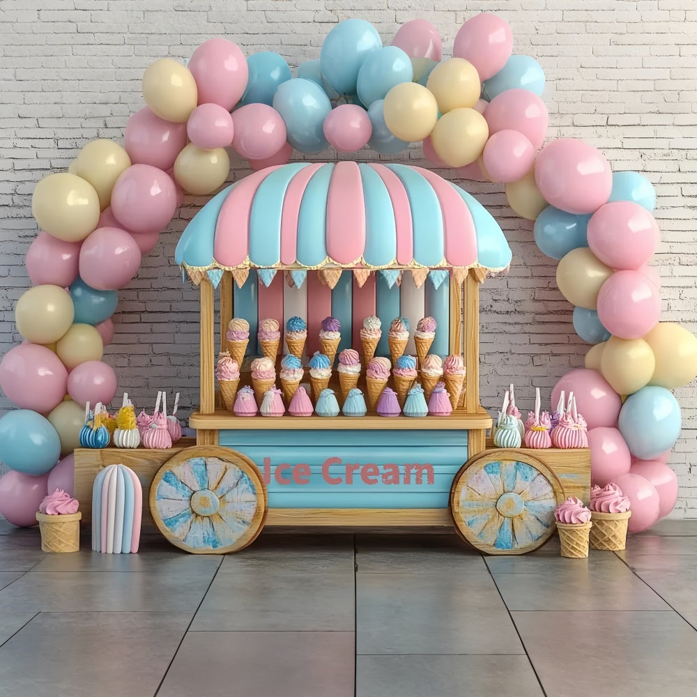 Summer Photo Backdrop Candy Cart Ice Cream Backdrop UK GTY3-411