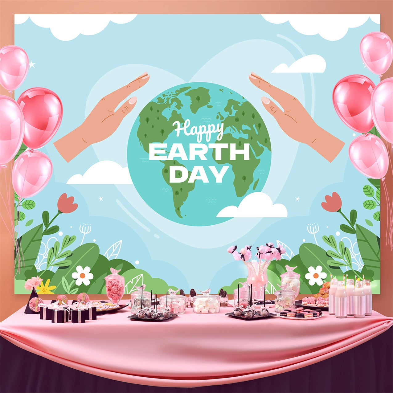 Happy Earth Day Backdrop Earth Care Nature Theme Backdrop UK GTY3-48