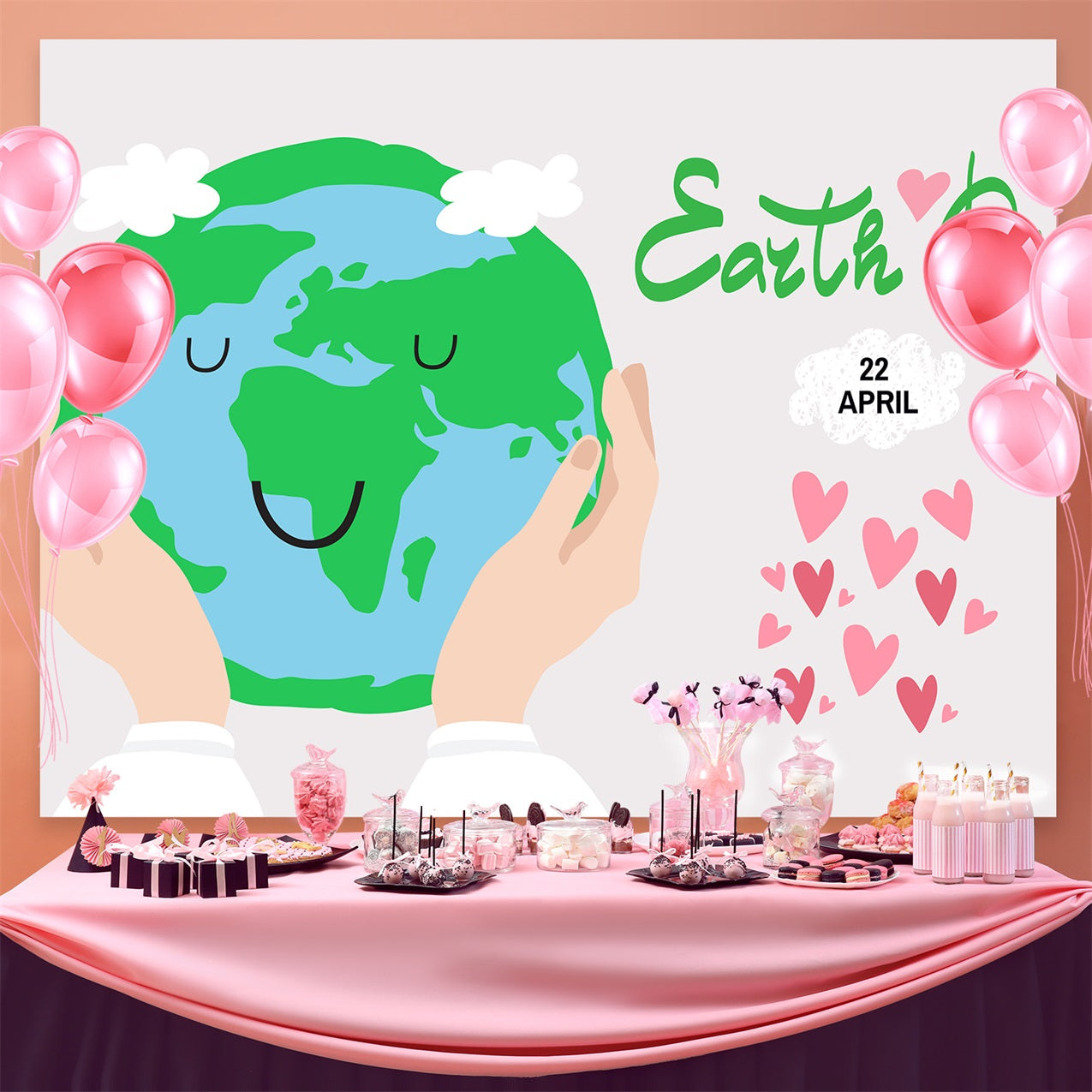 Happy Earth Day Backdrop Green Earth Love Theme Backdrop UK GTY3-55