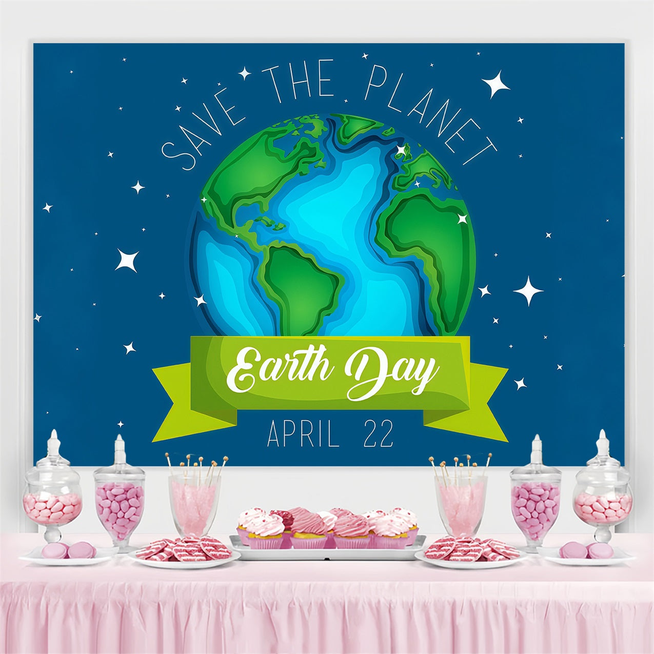 Happy Earth Day Backdrop Save The Planet Blue Earth Backdrop UK GTY3-58