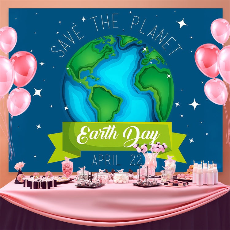 Happy Earth Day Backdrop Save The Planet Blue Earth Backdrop UK GTY3-58