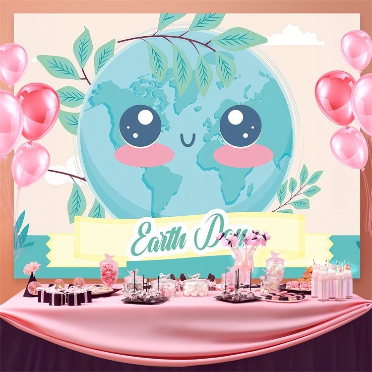 Happy Earth Day Backdrop Smiling Planet Earth Backdrop UK GTY3-61