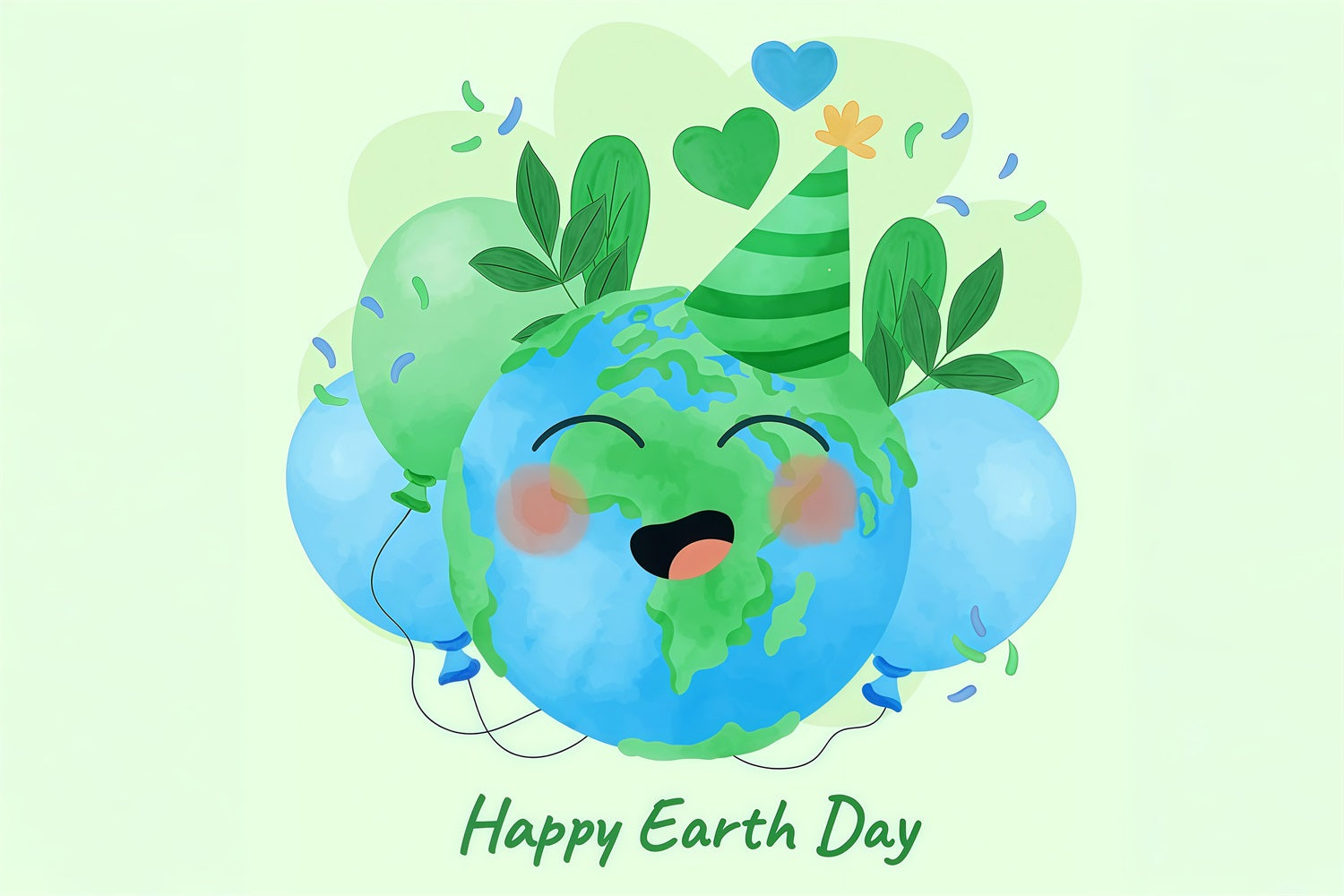 Happy Earth Day Backdrop Smiling Planet Party Hat Celebration Backdrop UK GTY3-67