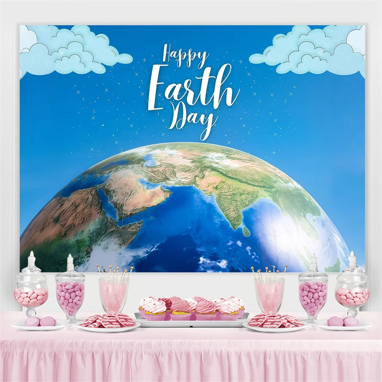 Happy Earth Day Backdrop Cloudy Cloudy Sky Planet Backdrop UK GTY3-71