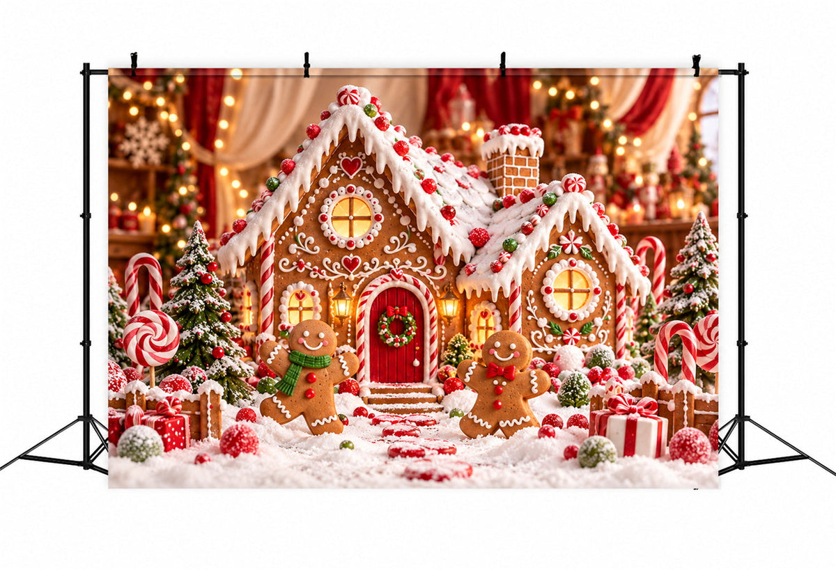Gingerbread House Photo Backdrop Cartoon Cottage Candy Bokeh Christmas Photo Booth Backdrop UK HQ610-151