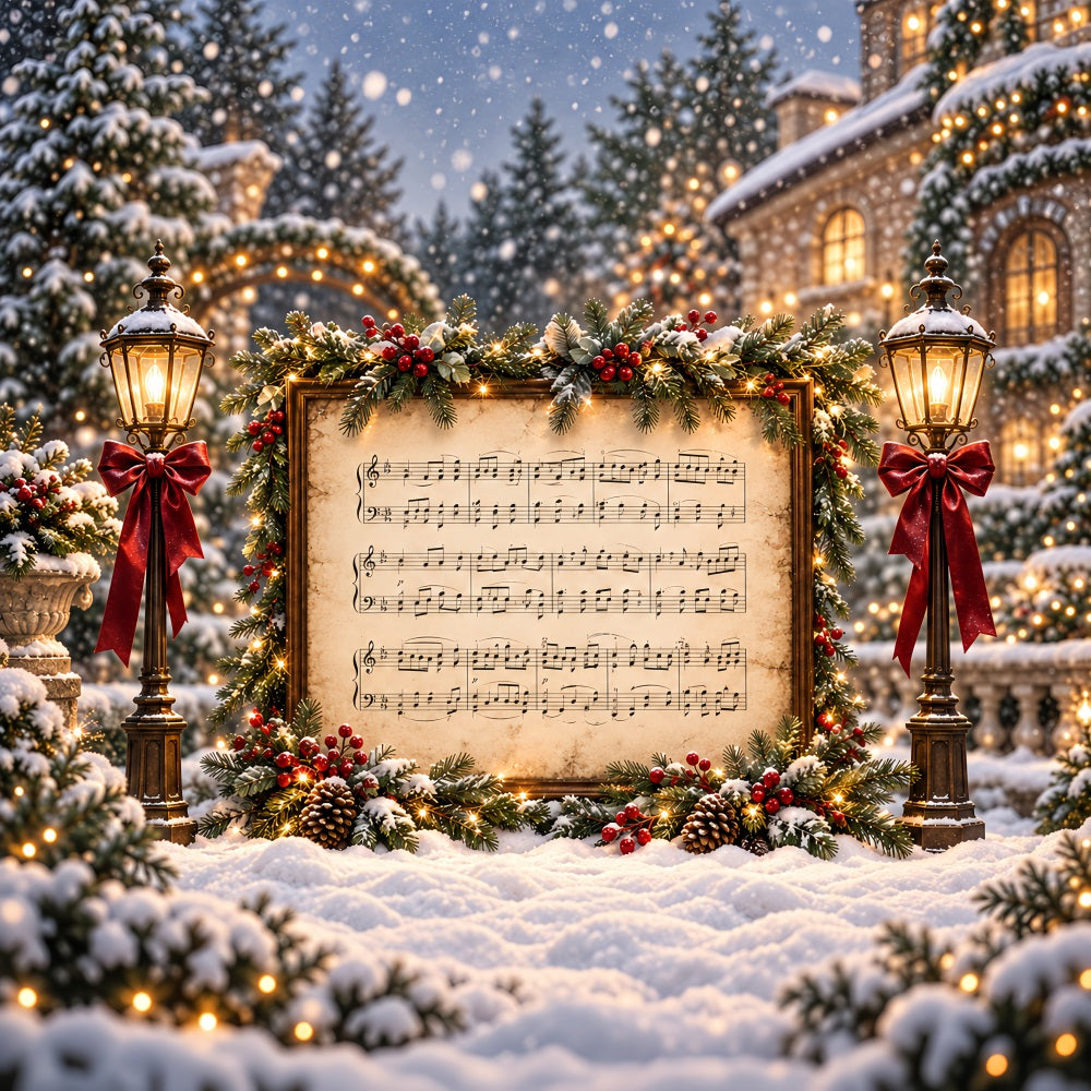 Christmas Carol Backdrop Festive Sheet Music Display Christmas Theme Photo Backdrop UK HQ610-176
