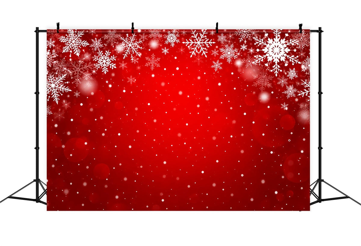 Christmas Backdrop Crimson Snowflake Bokeh Pattern Christmas Scene Photo Backdrops UK HQ610-178