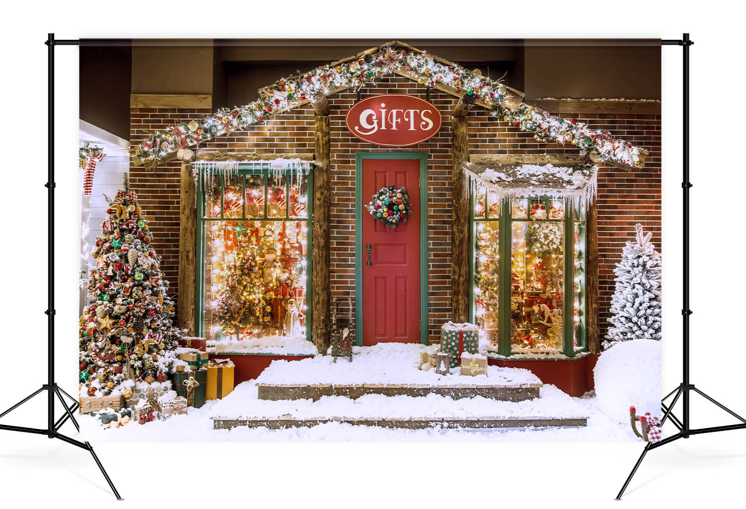 Christmas Gifts Gingerbread House Photography Backdrops KAT-28