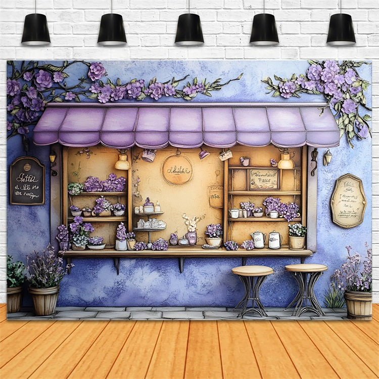 Spring Photography Backdrops Charming Lavender Window Backdrop UK LXX1-147