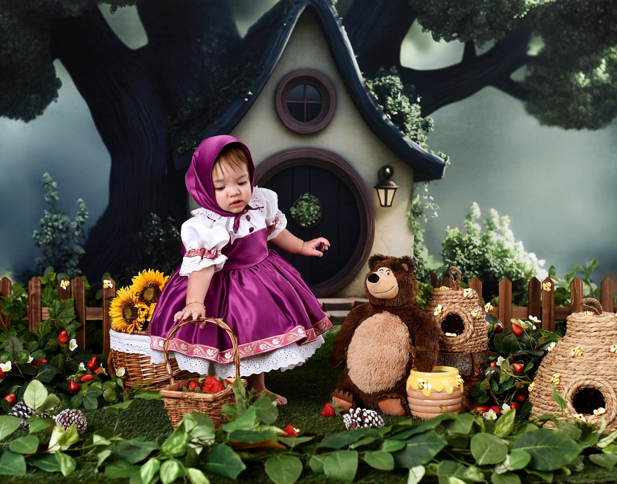 Spring Picture Backdrops Hidden Cottage Enchanted Woods Backdrop UK LXX1-161