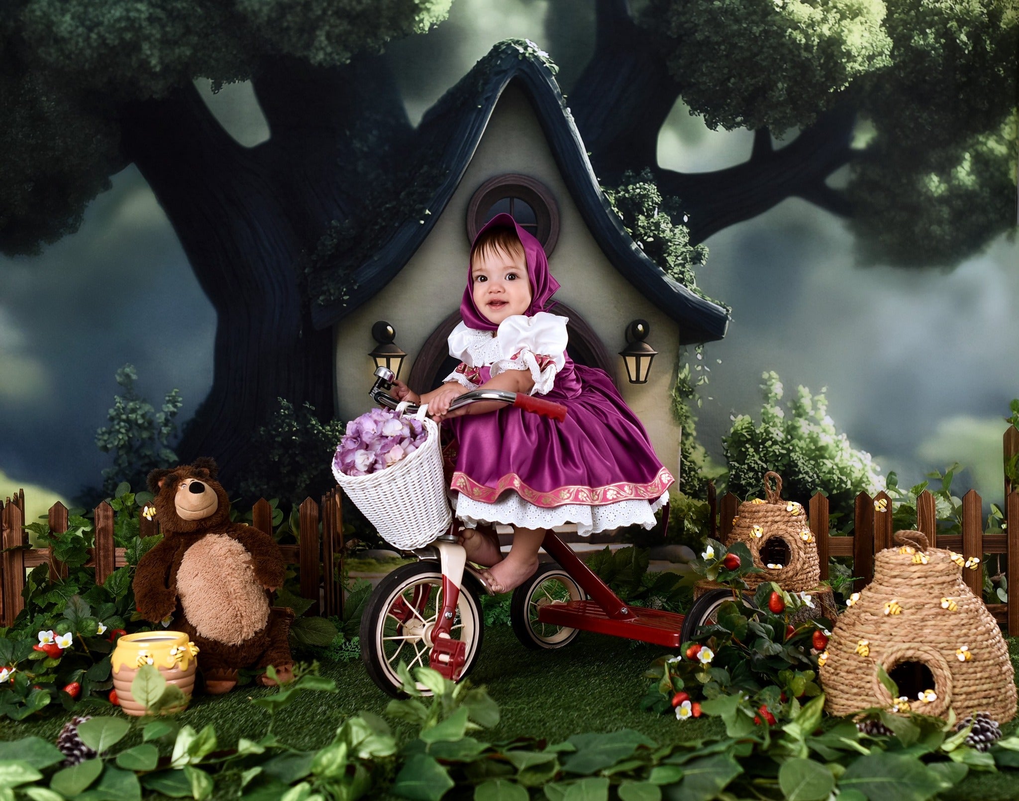 Spring Picture Backdrops Hidden Cottage Enchanted Woods Backdrop UK LXX1-161