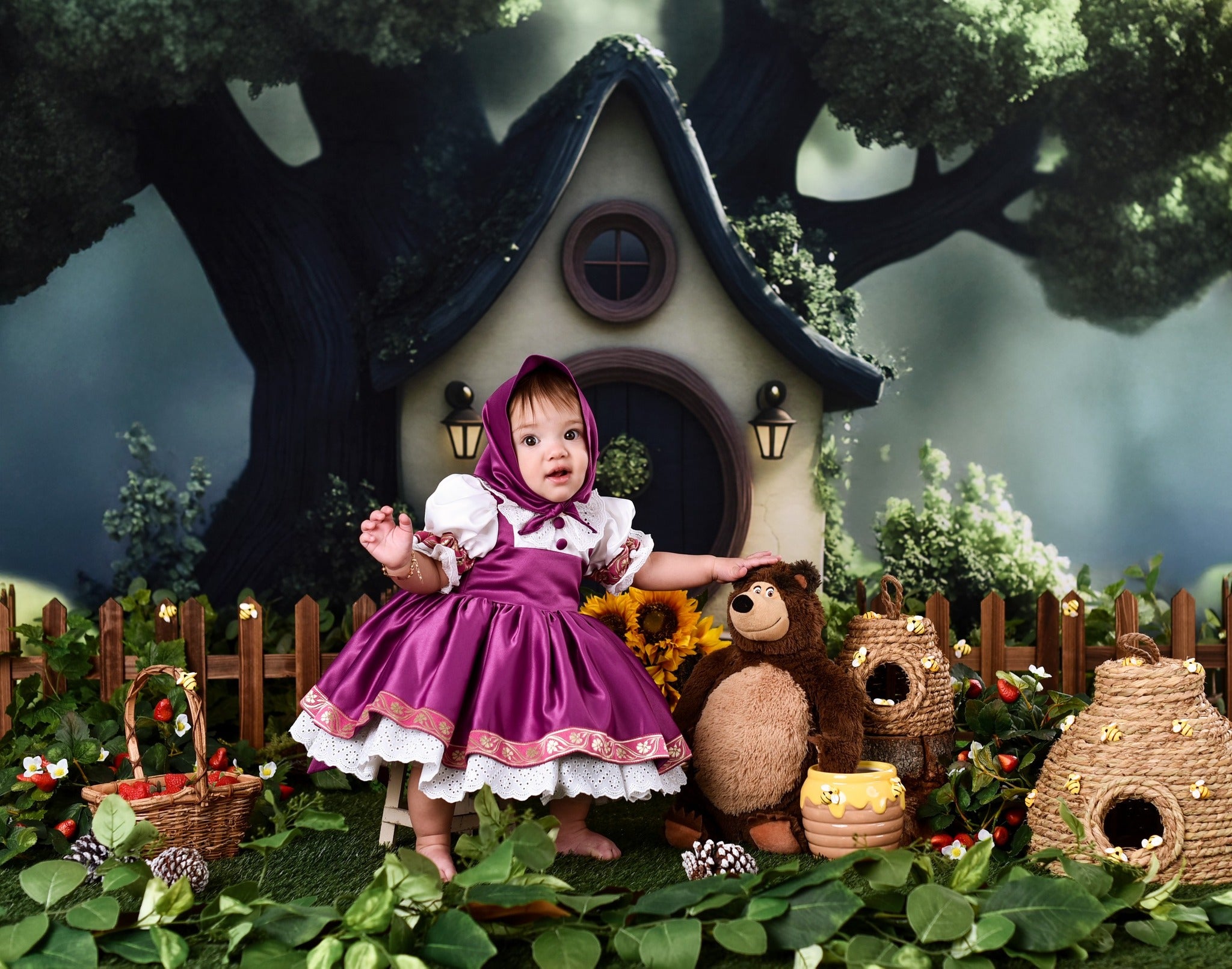 Spring Picture Backdrops Hidden Cottage Enchanted Woods Backdrop UK LXX1-161