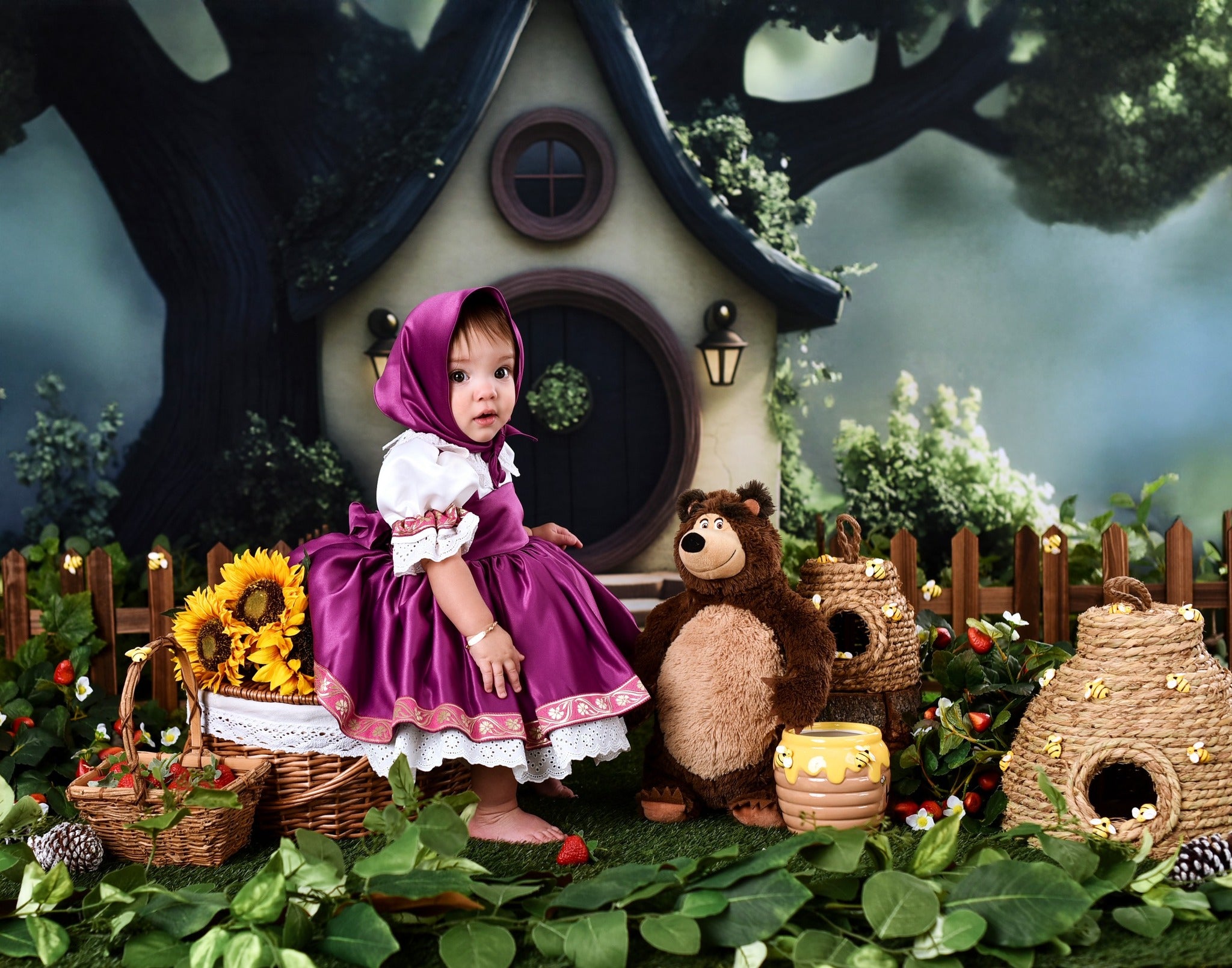 Spring Picture Backdrops Hidden Cottage Enchanted Woods Backdrop UK LXX1-161