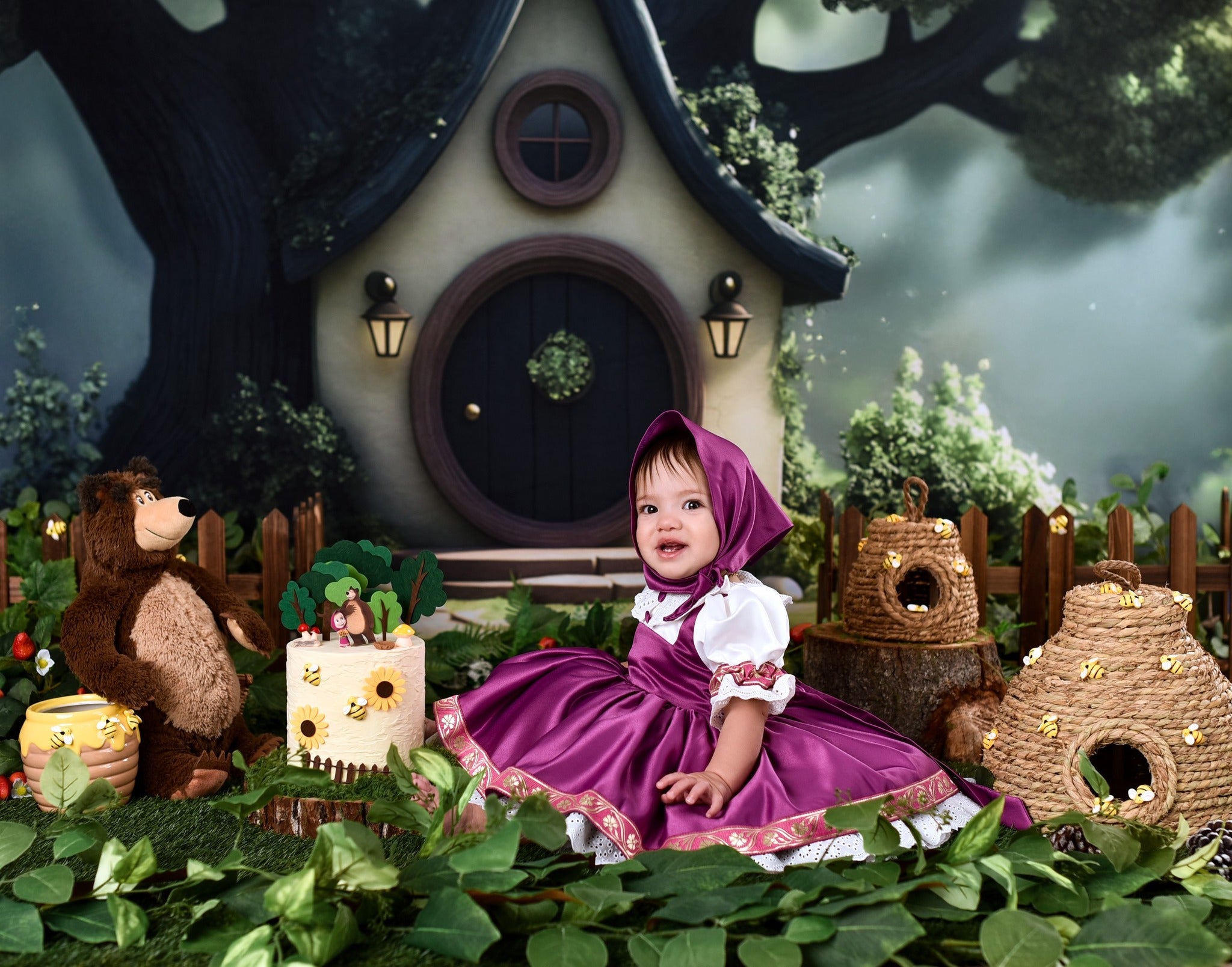 Spring Picture Backdrops Hidden Cottage Enchanted Woods Backdrop UK LXX1-161