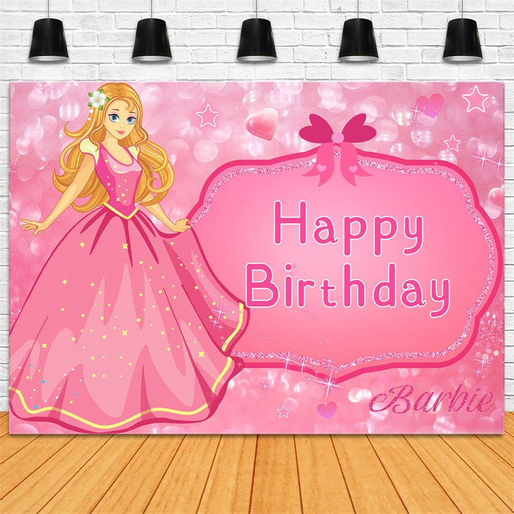 Custom Birthday Backdrop Fashion Doll Sparkling Pink Backdrop UK LXX1-203
