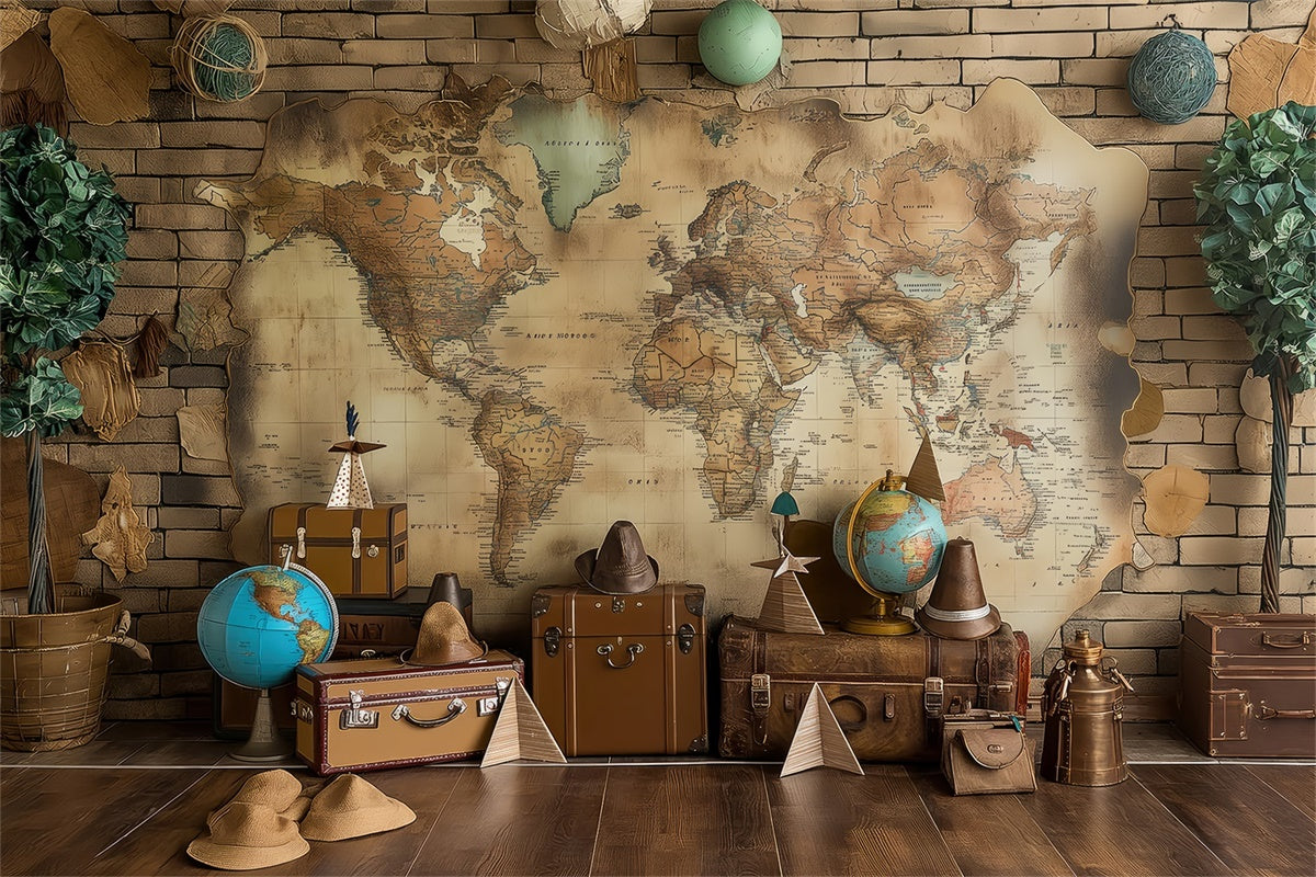 Backdrop Pet Rustic Travel Adventure Map Backdrop UK LXX1-266