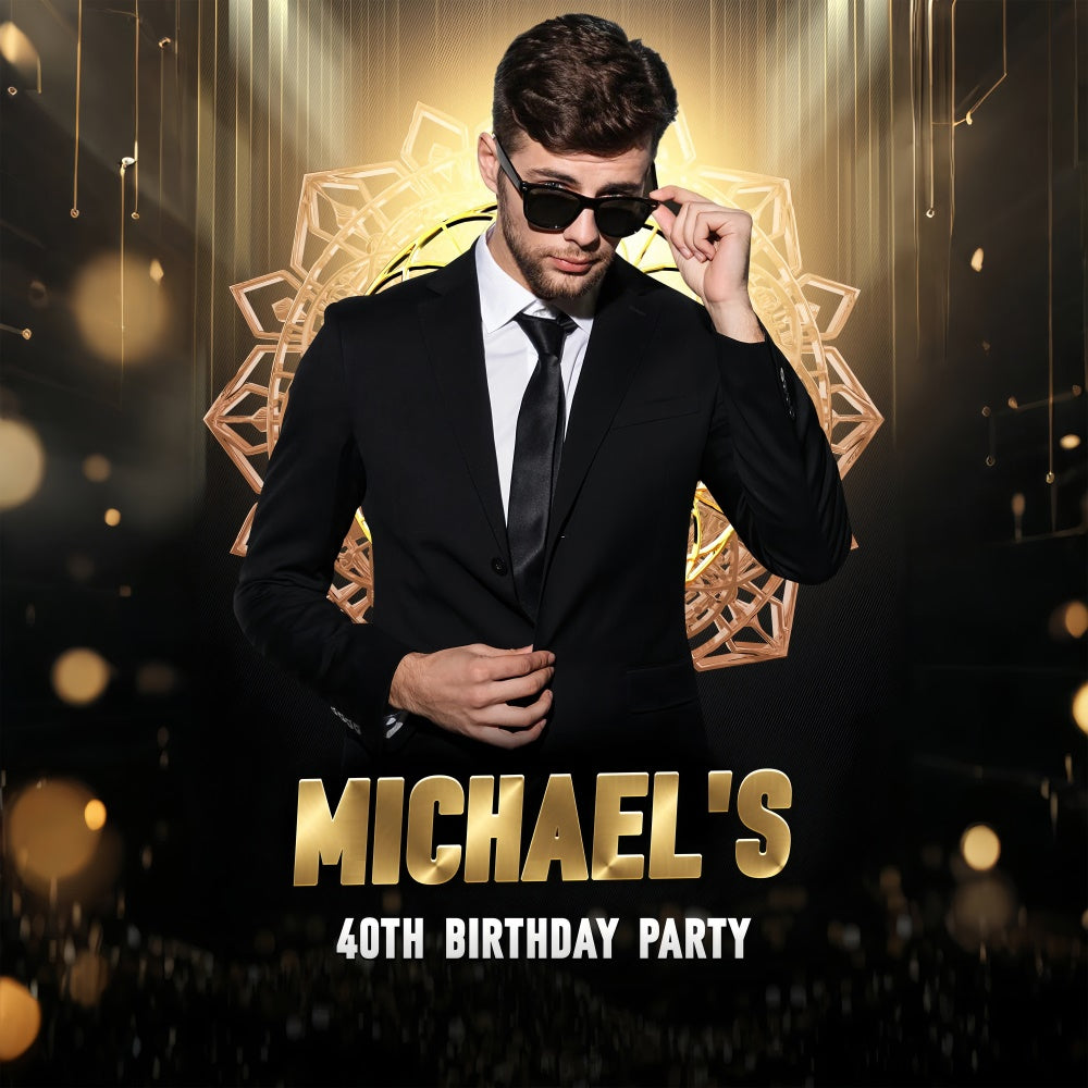 Customized Birthday Backdrop Golden Glam 40th Backdrop UK LXX1-30