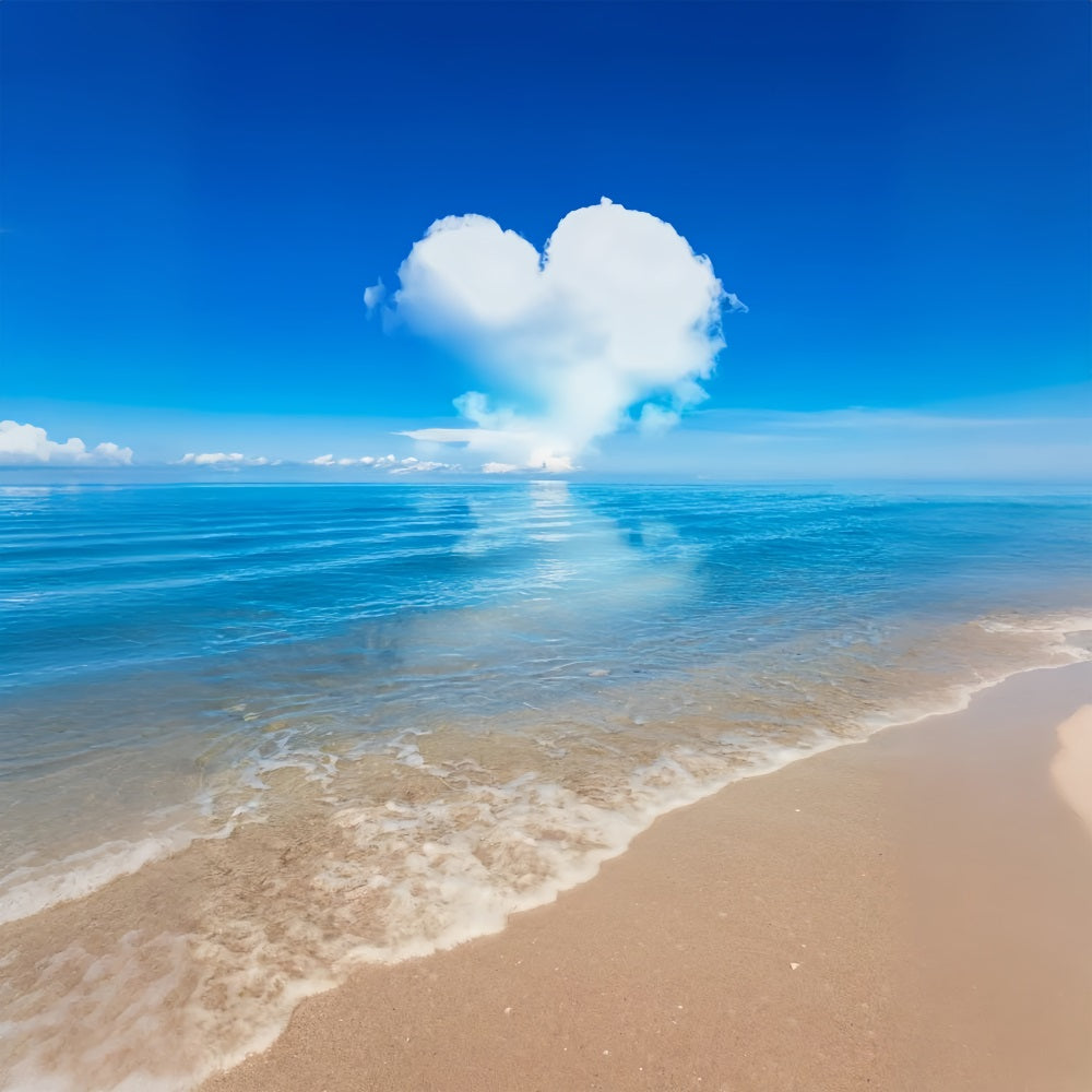 Sky Blue Backdrop Serene Ocean Heart Shaped Cloud Backdrop UK LXX1-317