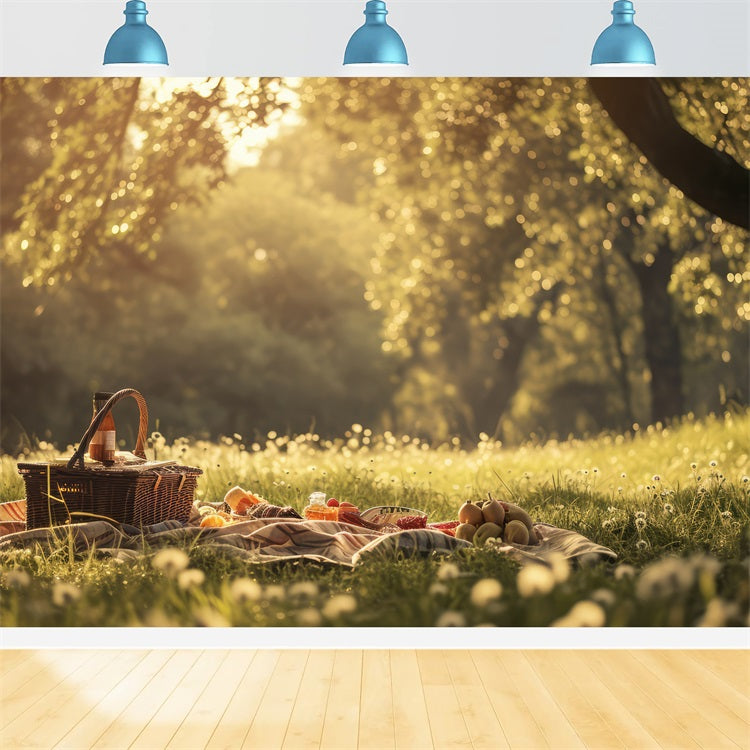 Spring Photo Booth Backdrop Sunny Picnic Scene Grass Backdrop UK LXX1-79