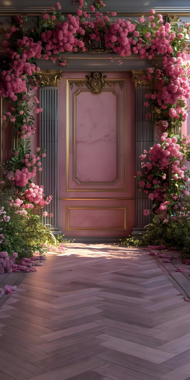 Fine Art Backdrops Vintage Elegance Pink Floral Sweep Backdrop UK LXX2-259