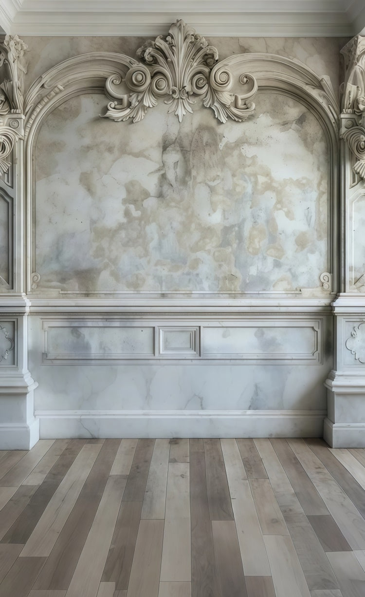 Vintage Wall Backdrop Opulent Carved Marble Wall Sweep Backdrop UK LXX2-294