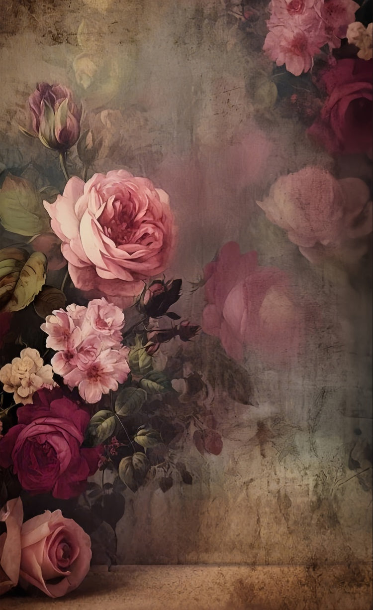 Flower Backdrop Rustic Vintage Floral Elegance Sweep Backdrop UK LXX2-297