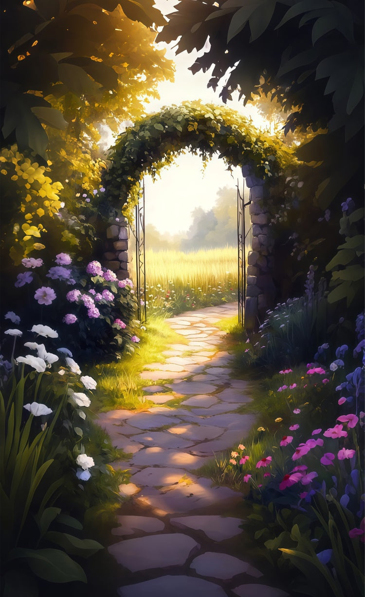 Flower Photo Backdrop Enchanted Path Sunlit Floral Sweep Backdrop UK LXX2-301