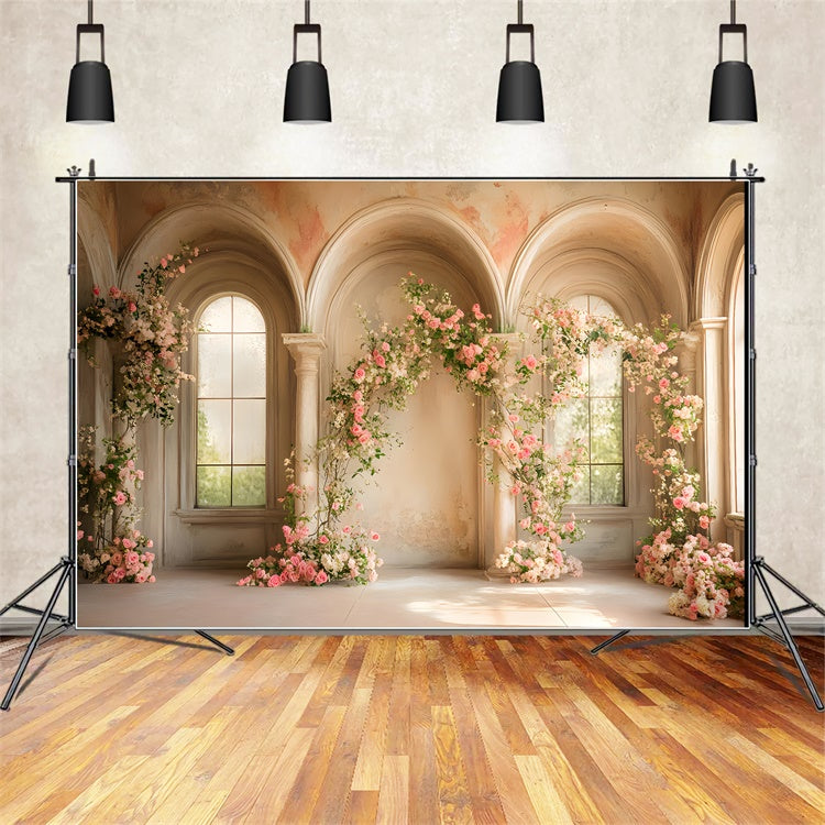 Spring Backdrops Floral Archway Elegant Window Backdrop UK LXX2-41