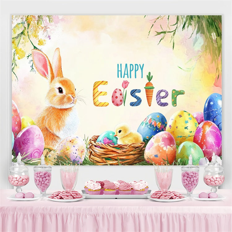 Happy Easter Backdrop Bunny Egg Wonderland Customized Backdrop UK LXX3-102