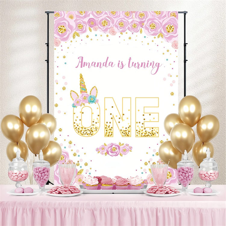 Custom Birthday Backdrops Floral Confetti Celebration Backdrop UK LXX3-104