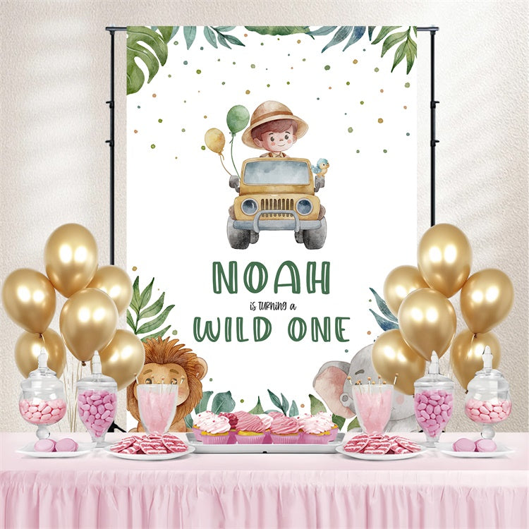 Custom Birthday Backdrops Tropical Forest Animal Adventure Backdrop UK LXX3-105
