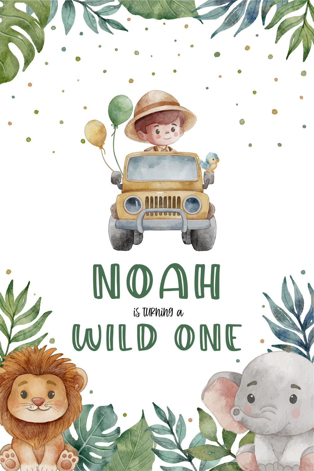 Custom Birthday Backdrops Tropical Forest Animal Adventure Backdrop UK LXX3-105