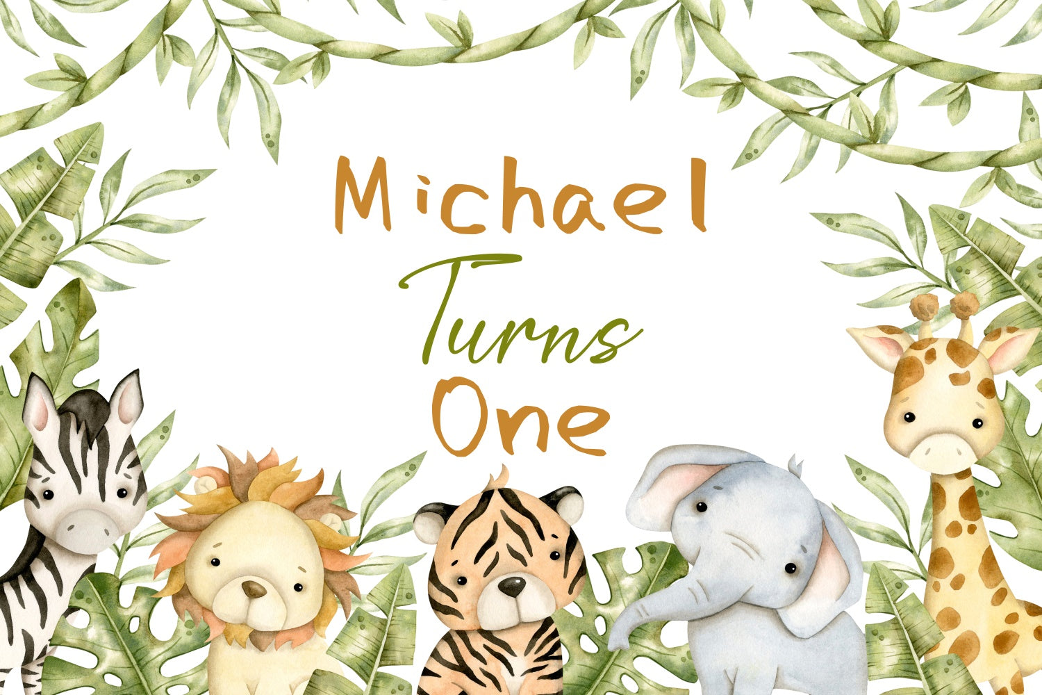 Customized Backdrop For Birthday Cute Safari Animal Theme Backdrop UK LXX3-106