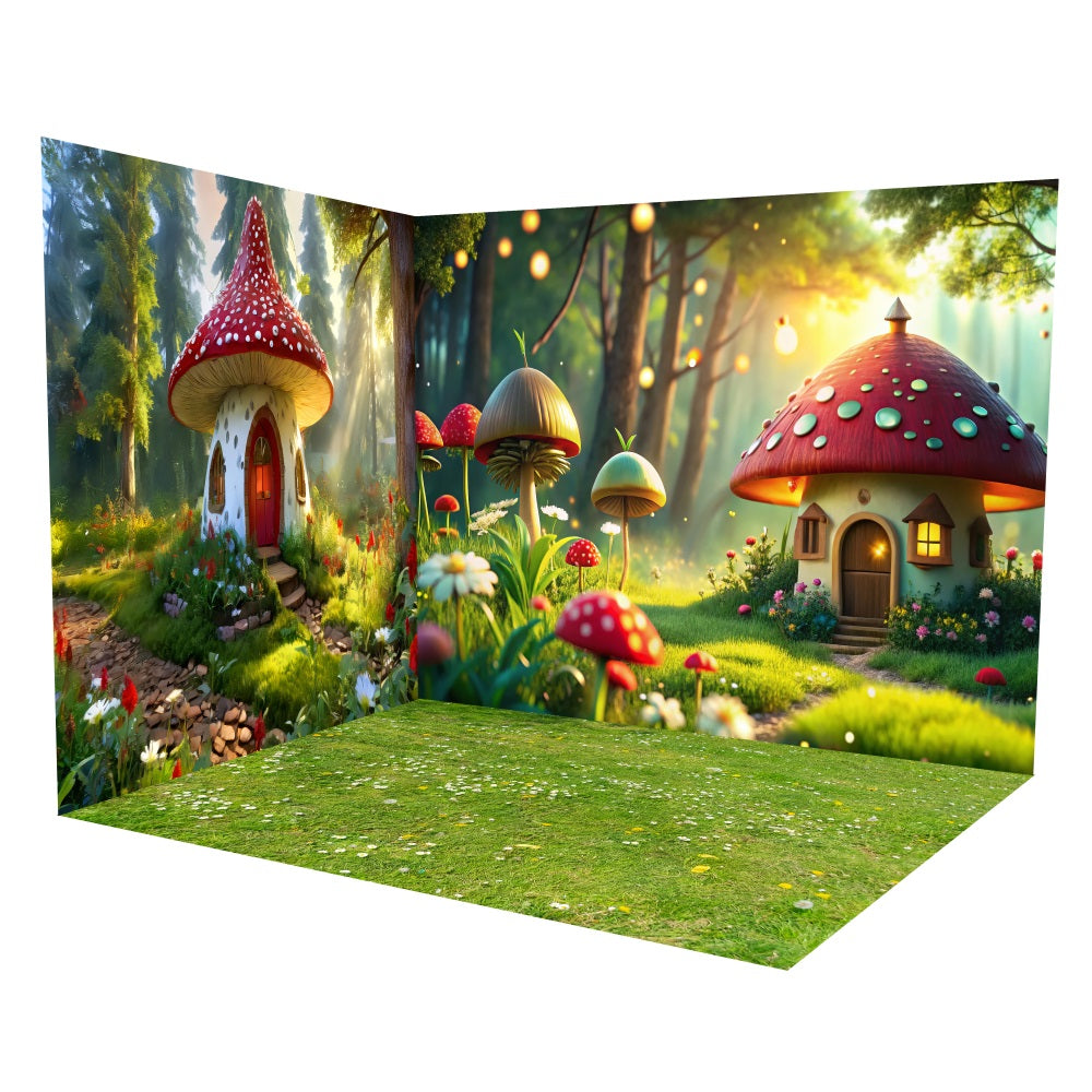 Spring Mushroom Cottage Fantasy Backdrop Room Set UK LXX3-11