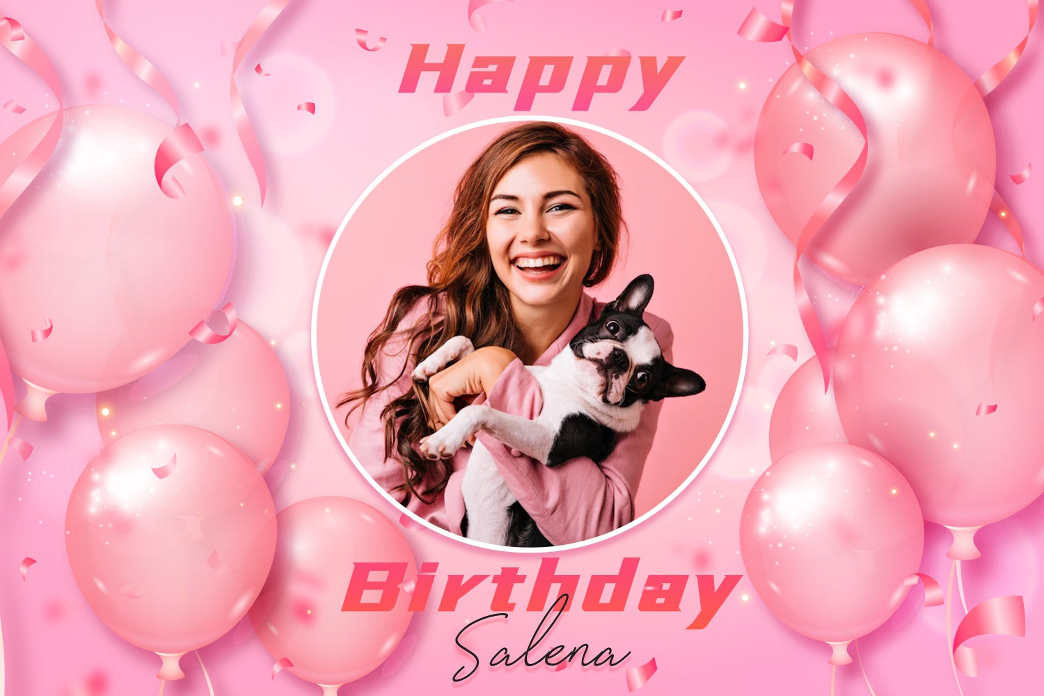 Personalized Birthday Backdrops Pink Confetti Balloon Backdrop UK LXX3-113