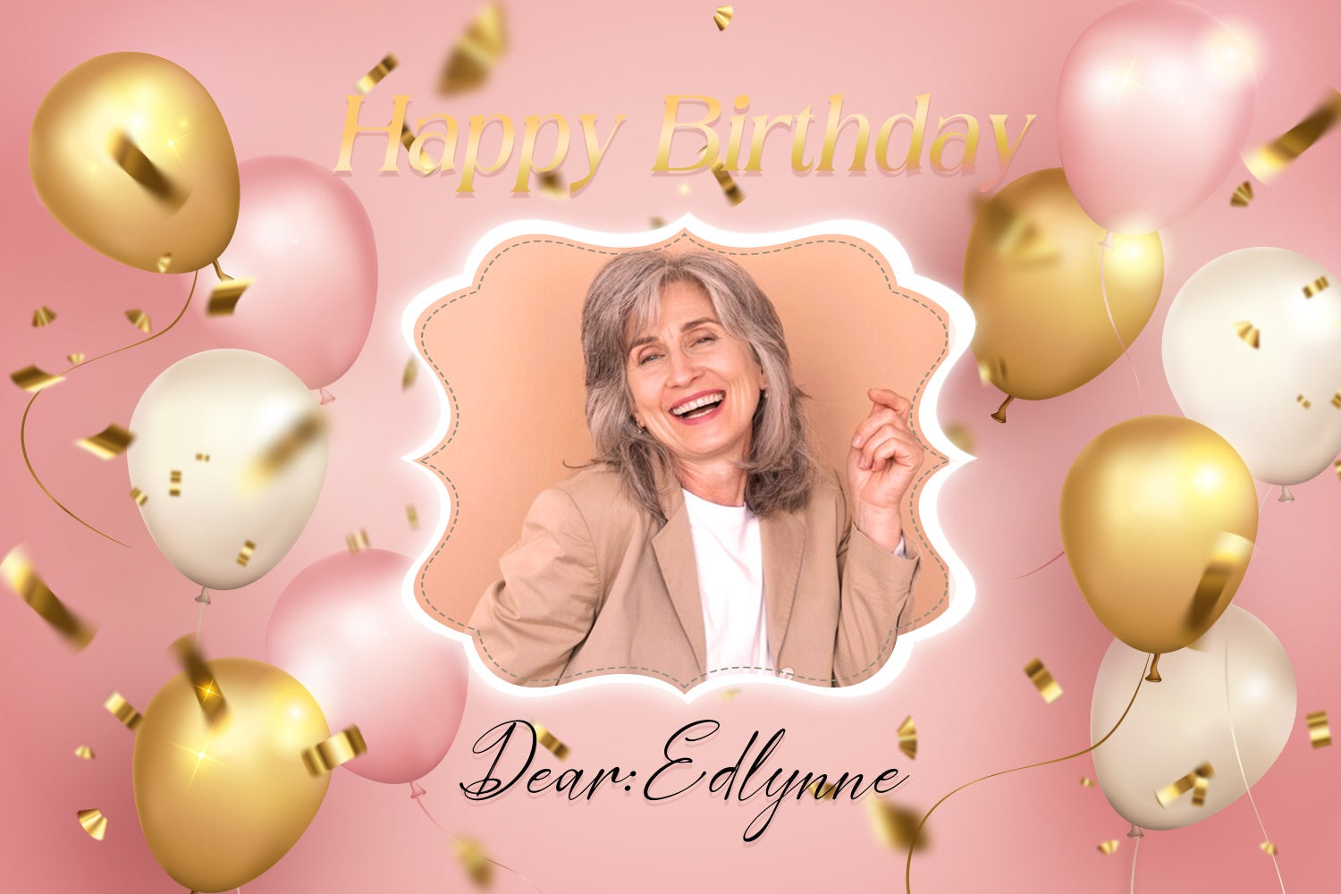 Custom Made Birthday Backdrops Gold Confetti Balloons Backdrop UK LXX3-114