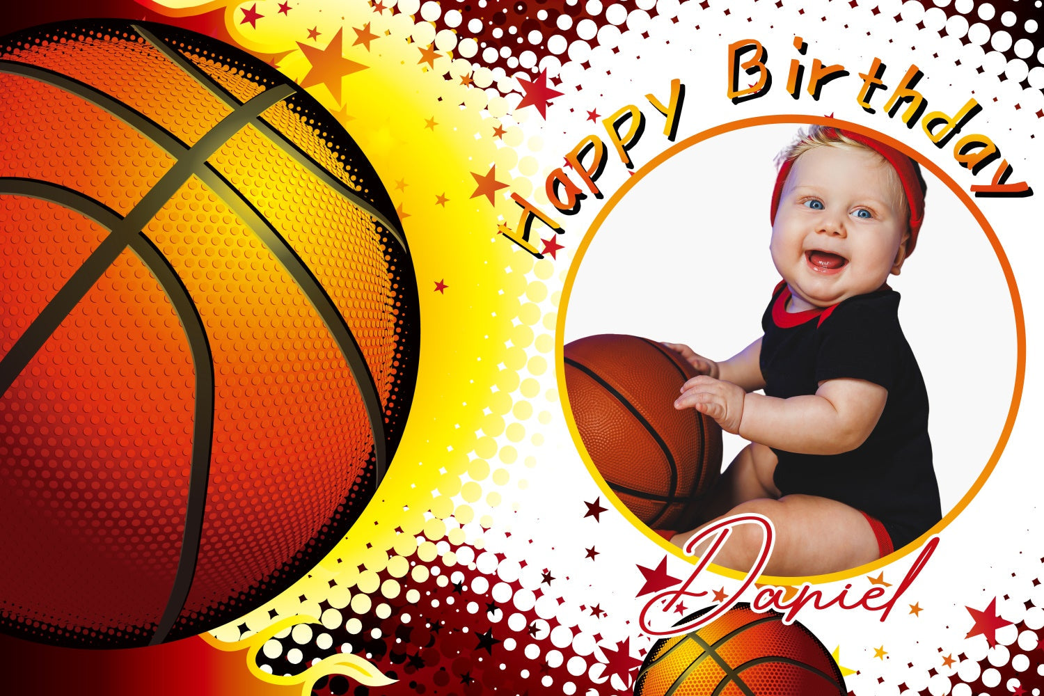 Custom Made Birthday Backdrops Basketball Themed Sports Backdrop UK LXX3-117