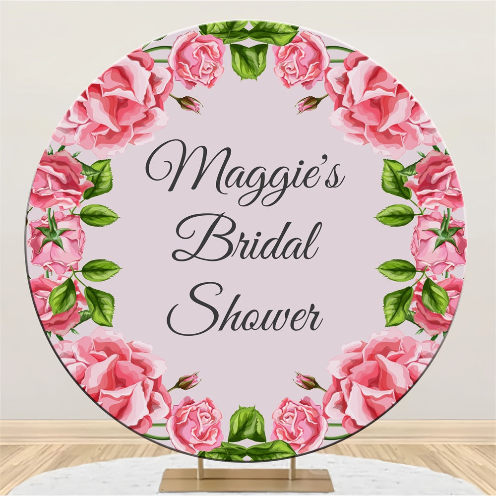 Bridal Shower Backdrop Pink Floral Wreath Custom Round Backdrop UK LXX3-128