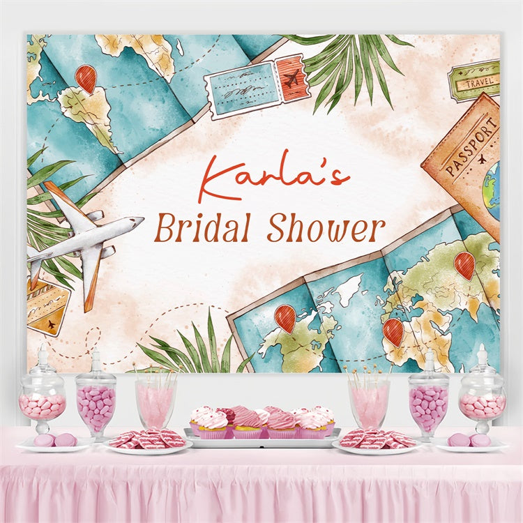 Customized Wedding Backdrop Travel Theme Bridal Shower Backdrop UK LXX3-136