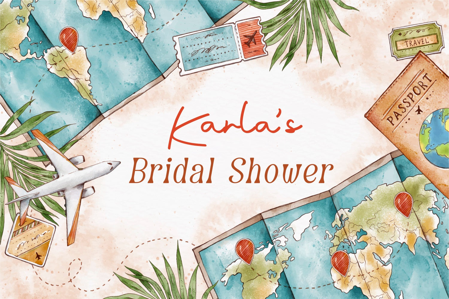 Customized Wedding Backdrop Travel Theme Bridal Shower Backdrop UK LXX3-136