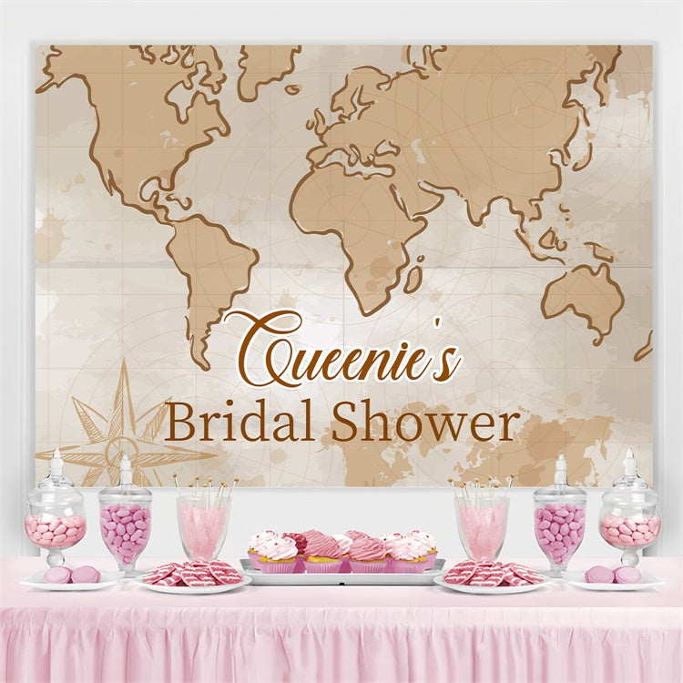 Bridal Shower Backdrop Vintage Map Personalized Backdrop UK LXX3-137