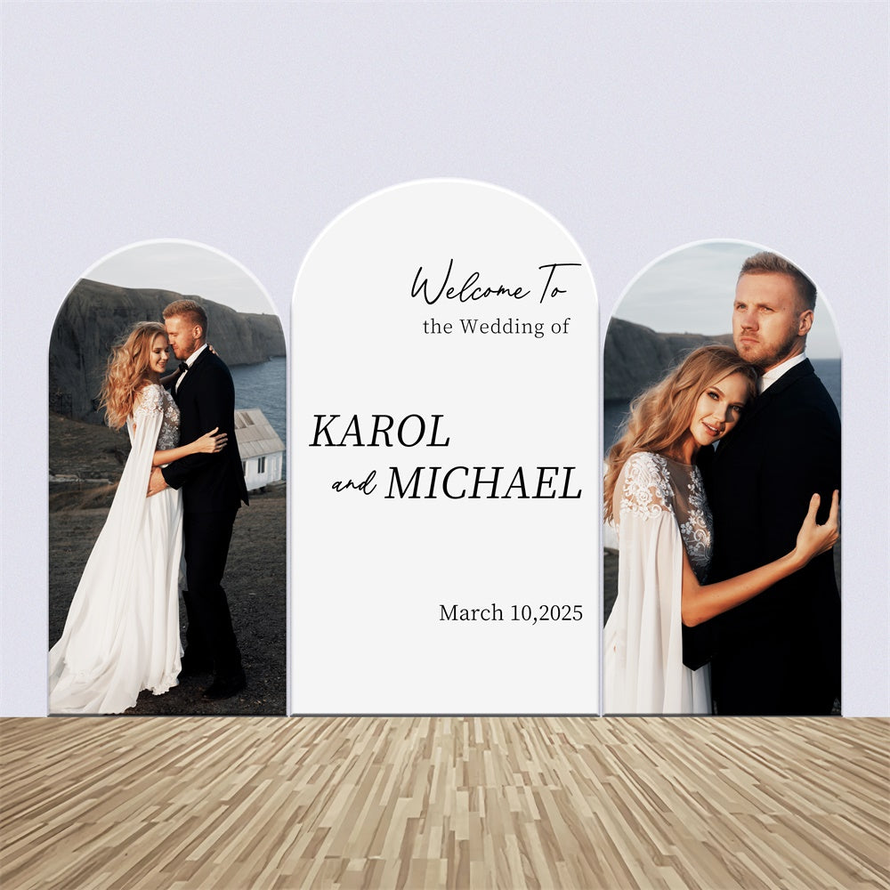 Custom Wedding Backdrops Modern Couple Welcome Arch Backdrop Kit UK LXX3-138