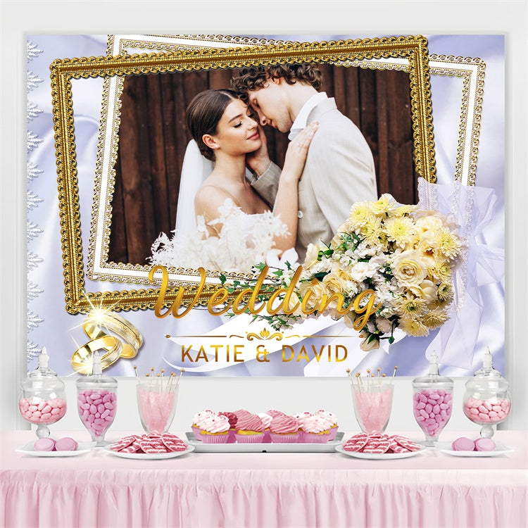 Wedding Backdrops For Photos Bouquet Gold Frame Customized Backdrop UK LXX3-140