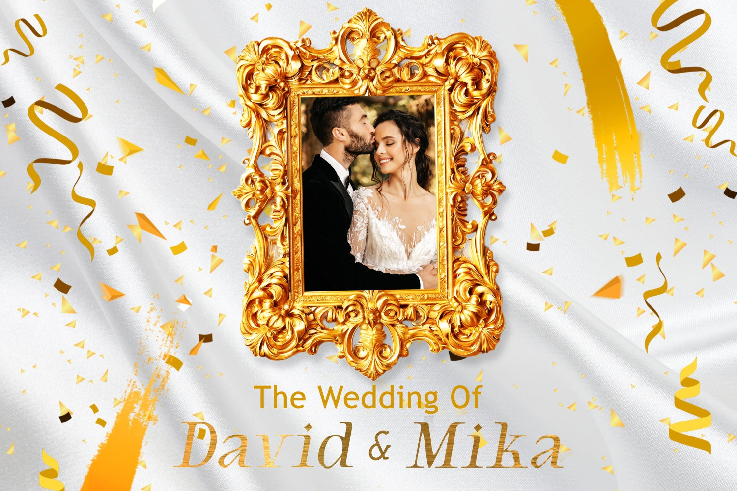 Personalized Wedding Backdrop Luxurious Frame Confetti Backdrop UK LXX3-141