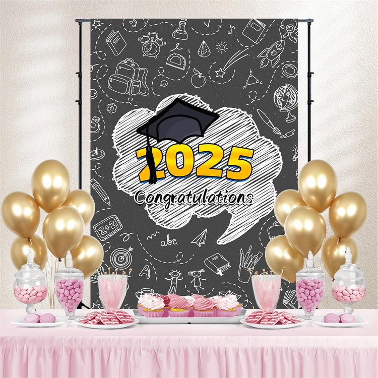 Graduation Picture Backdrop Doodle Chalkboard Graduation Party Backdrop UK LXX3-144