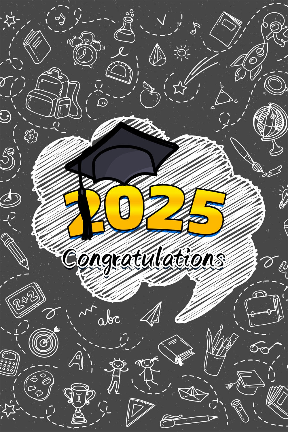 Graduation Picture Backdrop Doodle Chalkboard Graduation Party Backdrop UK LXX3-144
