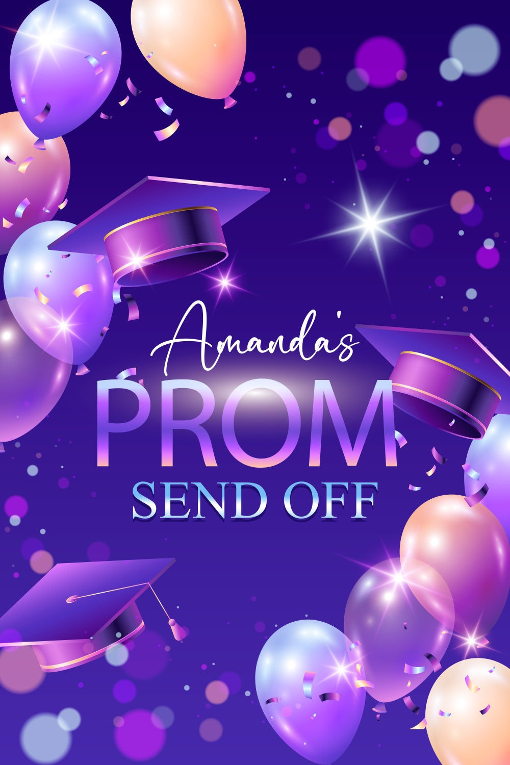 Prom Backdrop Purple Balloon Sparkle Graduation Party Custom Backdrop UK LXX3-156